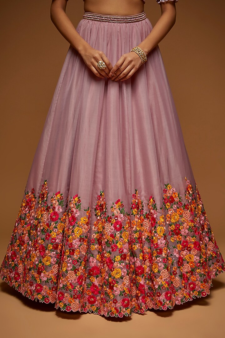 Lavender Organza Embroidered Bridal Lehenga Set by Neeta Lulla at Pernia's Pop Up Shop