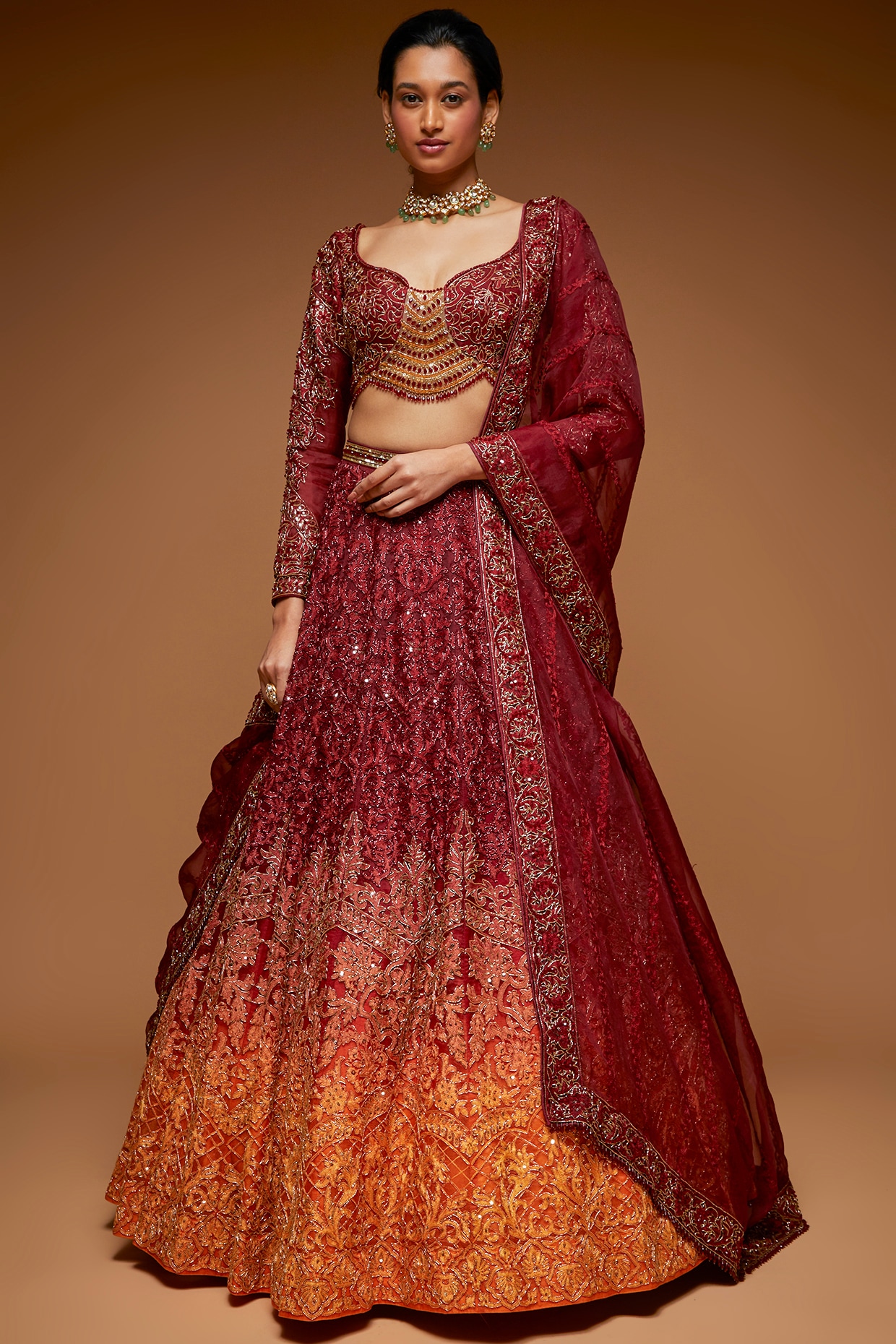 Buy Pink Brocade And Tulle Embroidery Cutdana Shaded Bridal Lehenga Set For  Women by Neeta Lulla Online at Aza Fashions.