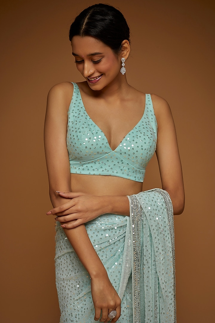 Neeta Lulla - White Tulle Embroidered Designer Saree Set for Women at Pernia's Pop-Up Shop