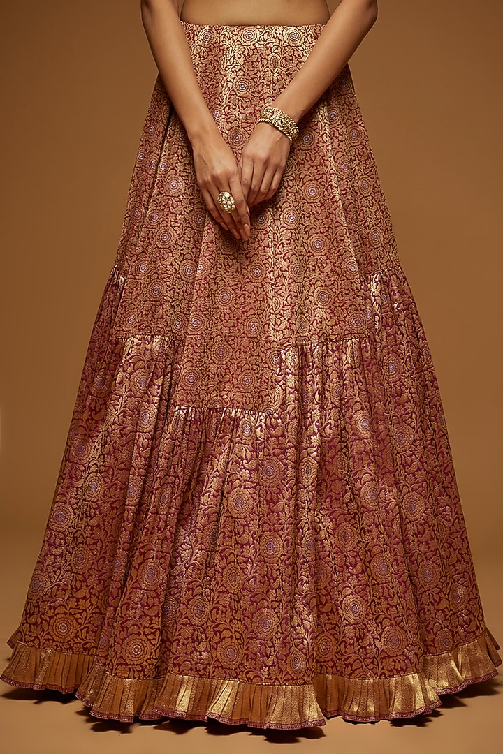 Wine Brocade Bridal Lehenga Set by Neeta Lulla at Pernia's Pop Up Shop