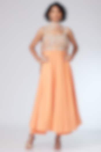 Tea Rose Crepe Embellished Wedding Anarkali Set by Neeta Lulla at Pernia's Pop Up Shop