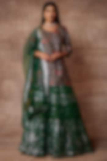Green Organza Embellished Bridal Lehenga Set by Neeta Lulla at Pernia's Pop Up Shop