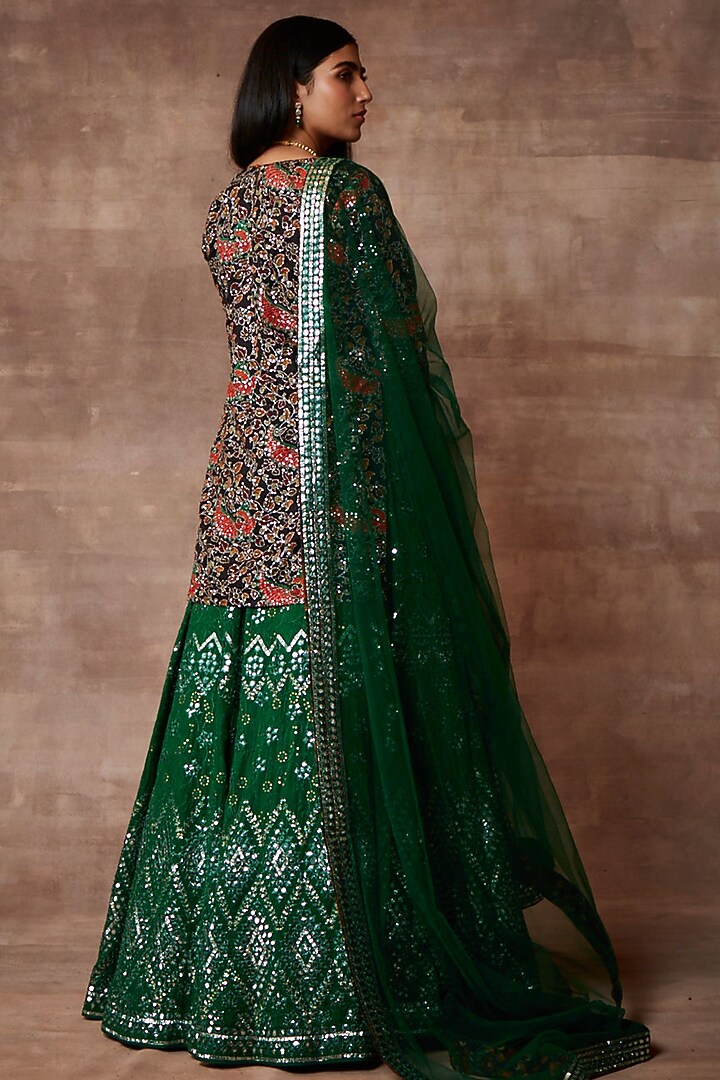 Green Organza Embellished Bridal Lehenga Set by Neeta Lulla at Pernia's Pop Up Shop