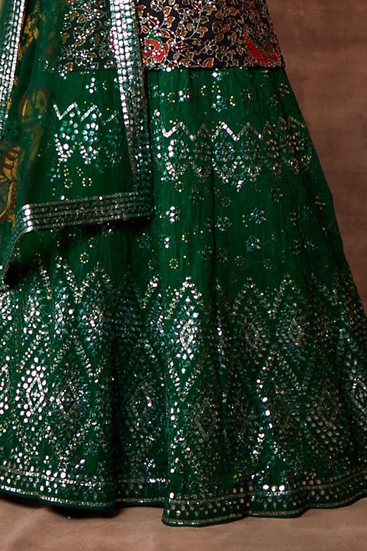 Green Organza Embellished Bridal Lehenga Set by Neeta Lulla at Pernia's Pop Up Shop