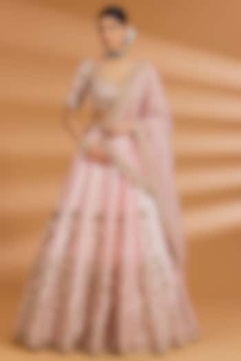 Blush Pink Silk Zardosi Embroidered Bridal Lehenga Set by Neeta Lulla at Pernia's Pop Up Shop