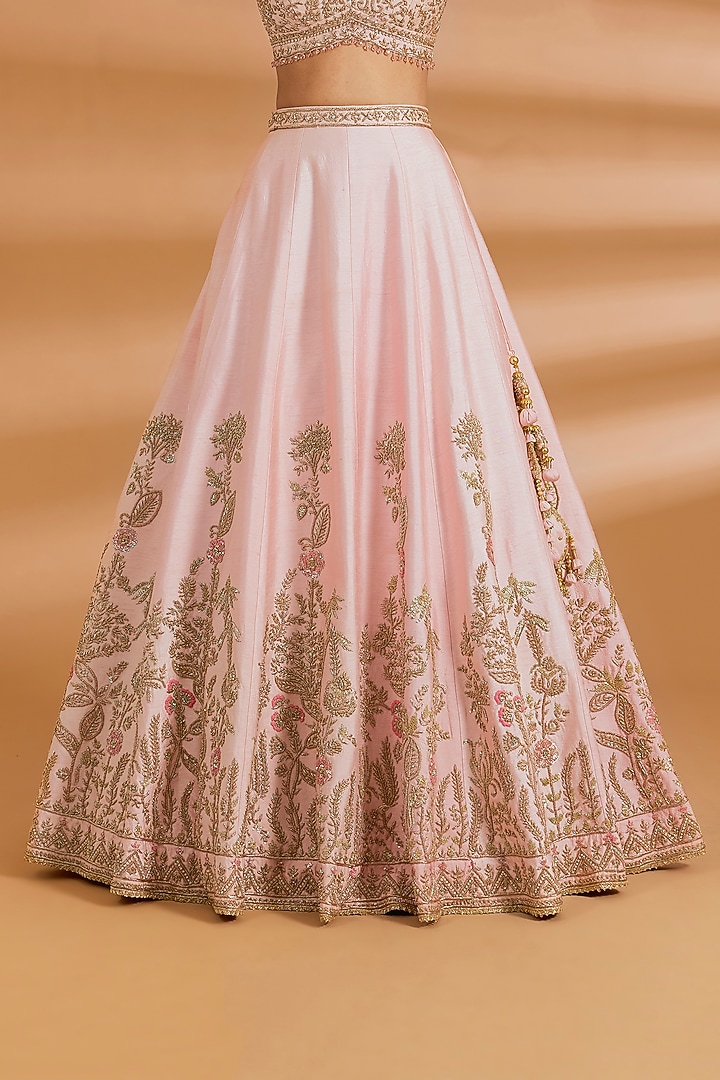 Blush Pink Silk Zardosi Embroidered Bridal Lehenga Set by Neeta Lulla at Pernia's Pop Up Shop