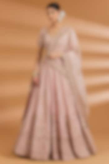 Blush Pink Silk Zardosi Embroidered Bridal Lehenga Set by Neeta Lulla at Pernia's Pop Up Shop