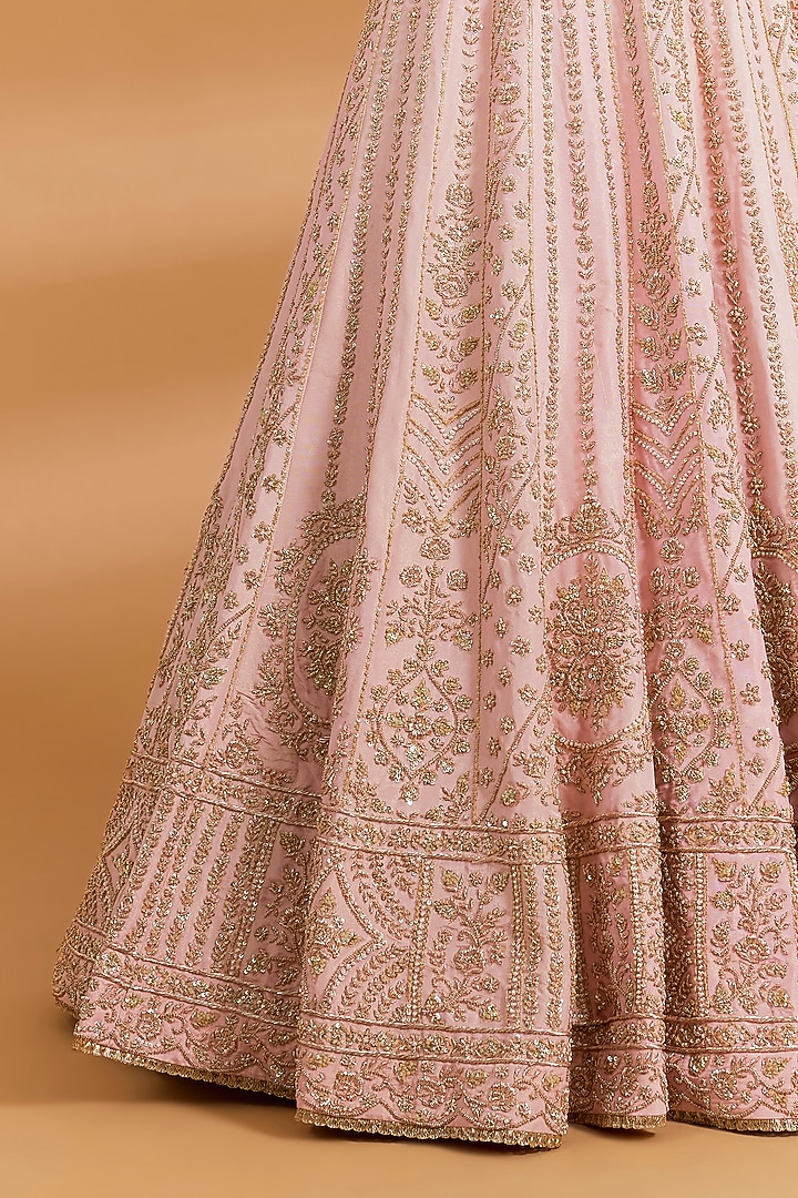 Blush Pink Silk Zardosi Embroidered Bridal Lehenga Set by Neeta Lulla at Pernia's Pop Up Shop