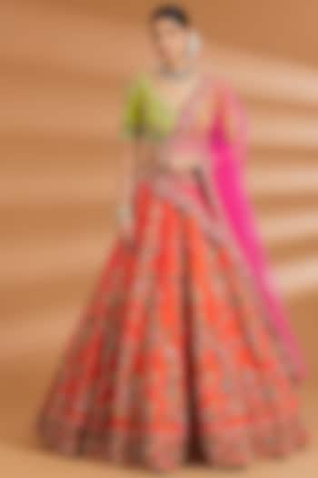 Multi-Colored Silk Zardosi Embroidered Bridal Lehenga Set by Neeta Lulla at Pernia's Pop Up Shop