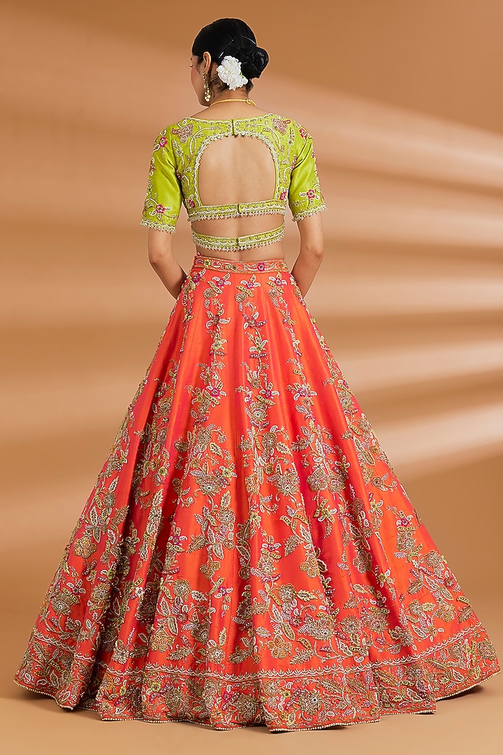 Multi-Colored Silk Zardosi Embroidered Bridal Lehenga Set by Neeta Lulla at Pernia's Pop Up Shop