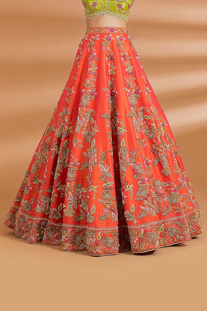 Multi-Colored Silk Zardosi Embroidered Bridal Lehenga Set by Neeta Lulla at Pernia's Pop Up Shop