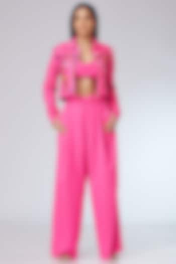 Hot Pink Textured Twill Co-Ord Set by Neeta Lulla at Pernia's Pop Up Shop