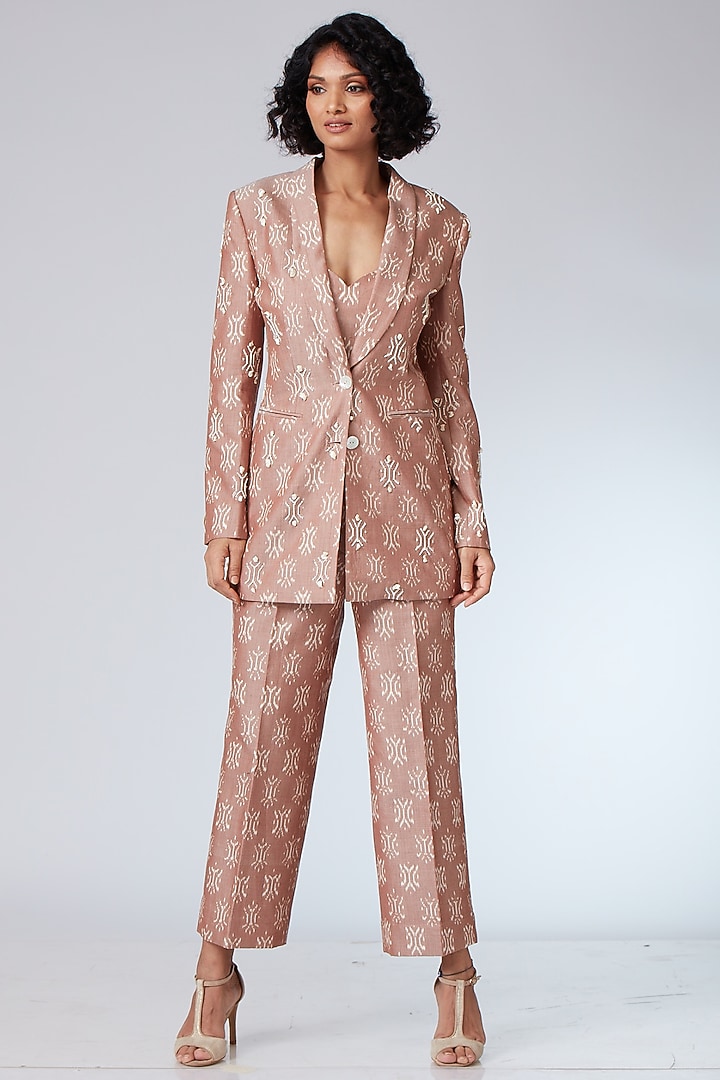 Almond Beige Ikat Co-Ord Set by Neeta Lulla at Pernia's Pop Up Shop