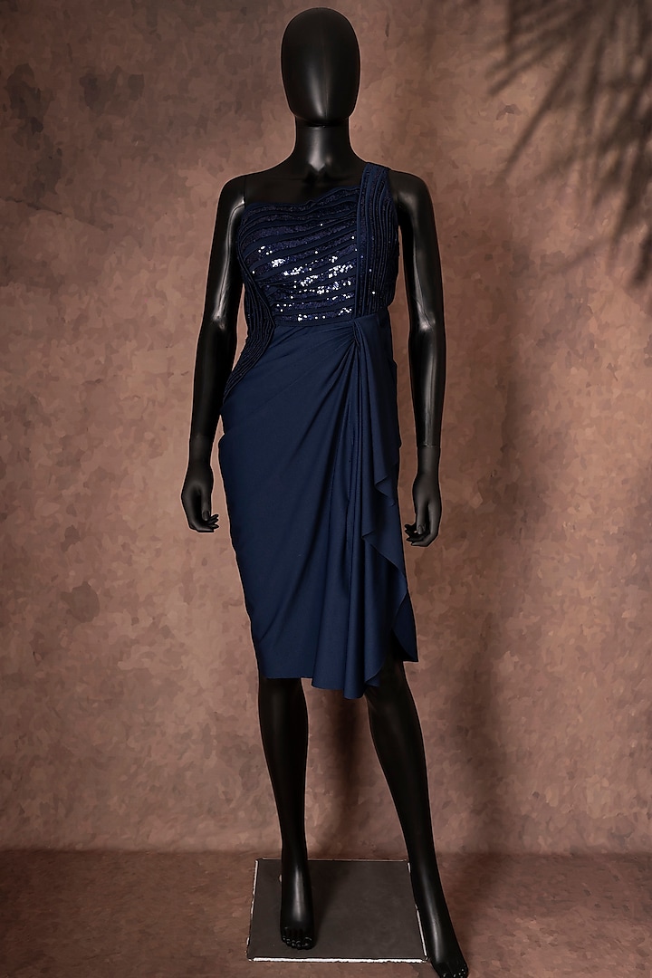 Midnight Blue Embroidered Dress by Neeta Lulla
