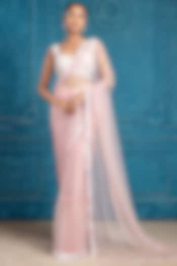 Blush Pink Tulle Concept Saree Set by Neeta Lulla