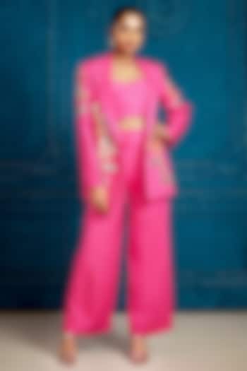 Hot Pink Twill Pant Set by Neeta Lulla