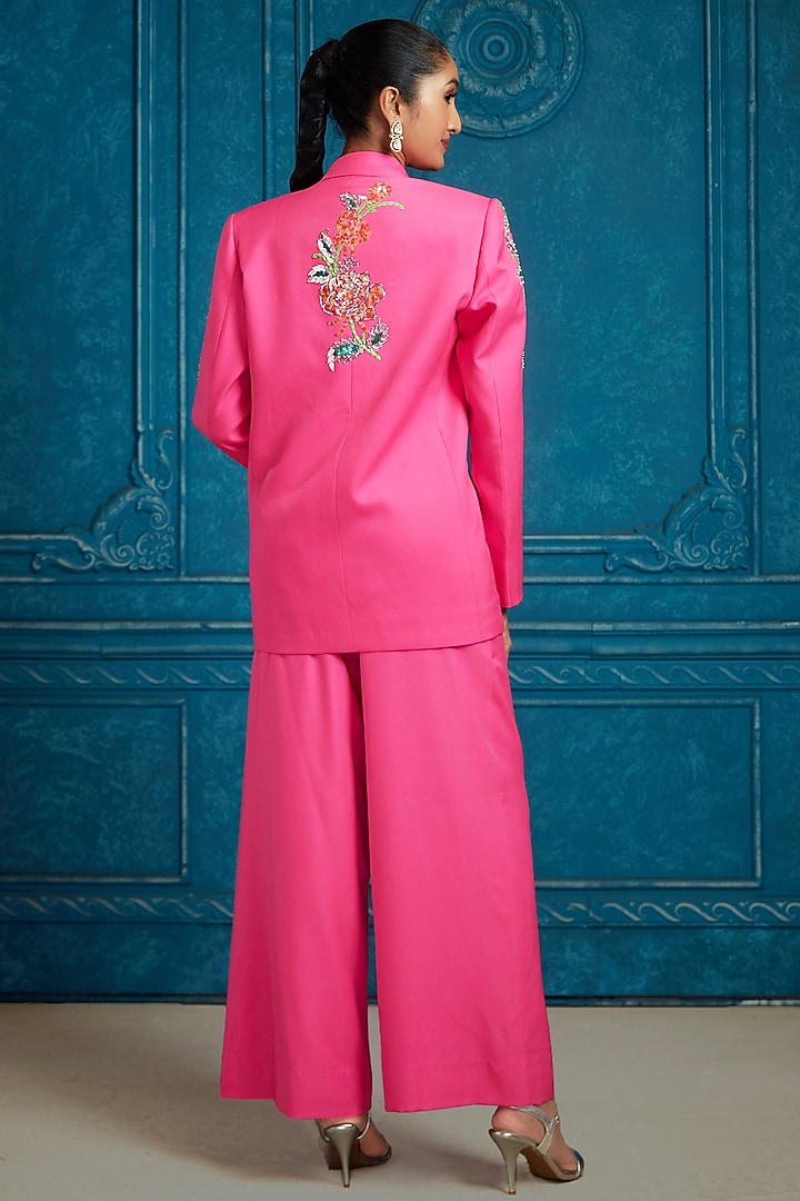 Hot Pink Twill Pant Set by Neeta Lulla at Pernia's Pop Up Shop