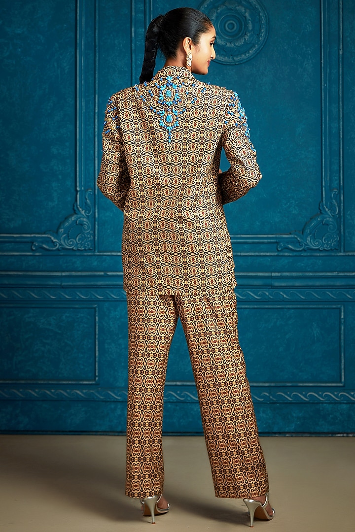 Coffee Brown Georgette Printed Pant Set by Neeta Lulla at Pernia's Pop Up Shop