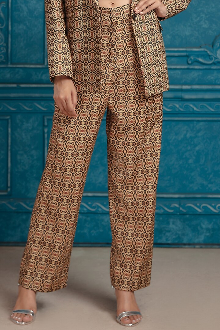 Coffee Brown Georgette Printed Pant Set by Neeta Lulla at Pernia's Pop Up Shop