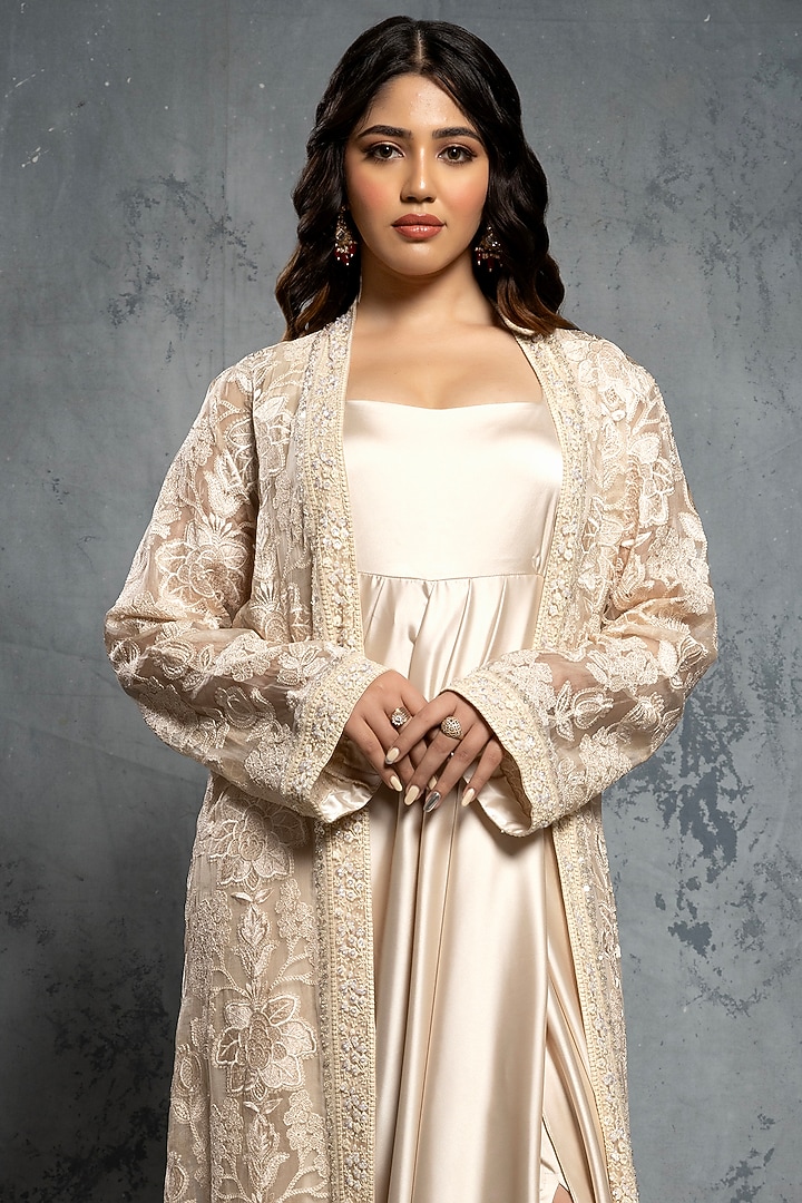 beige engagement dress Beige Sequined Evening Gown
