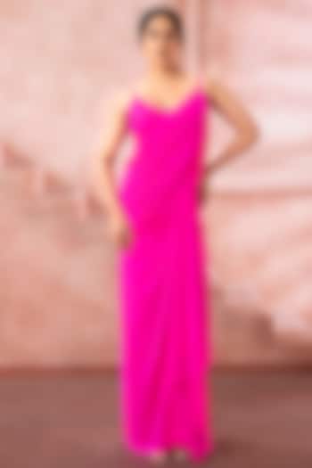 Fuchsia Pink Lycra Draped Strappy Engagement Gown by Neeta Lulla at Pernia's Pop Up Shop