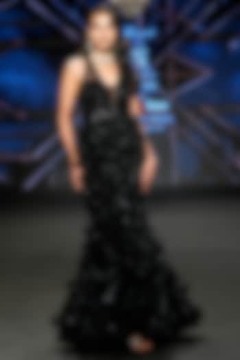 Black Tulle Sequins Embellished Bridal Gown by Neeta Lulla at Pernia's Pop Up Shop