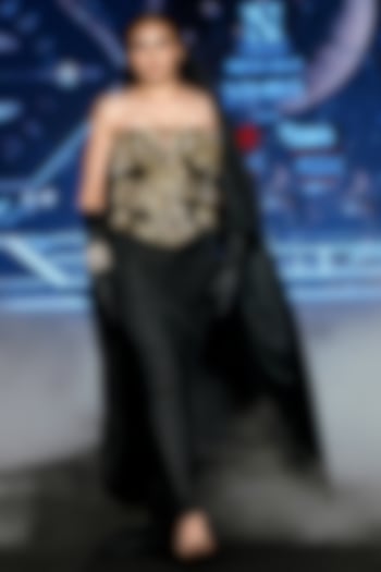 Black Velvet Stretch Bridal Gown by Neeta Lulla at Pernia's Pop Up Shop