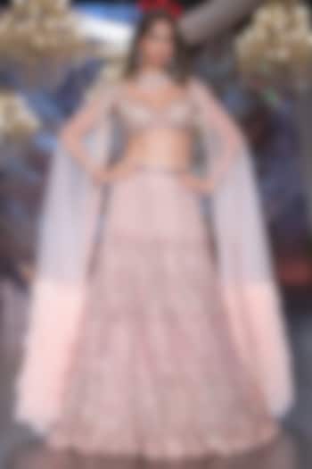 Vintage Blush Tulle Sequins & Cutdana Embroidered Bridal Lehenga Set by Neeta Lulla at Pernia's Pop Up Shop
