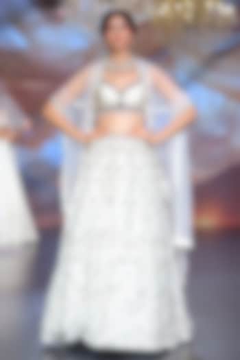Ivory Tulle Sequins & Stone Embroidered Bridal Lehenga Set by Neeta Lulla at Pernia's Pop Up Shop