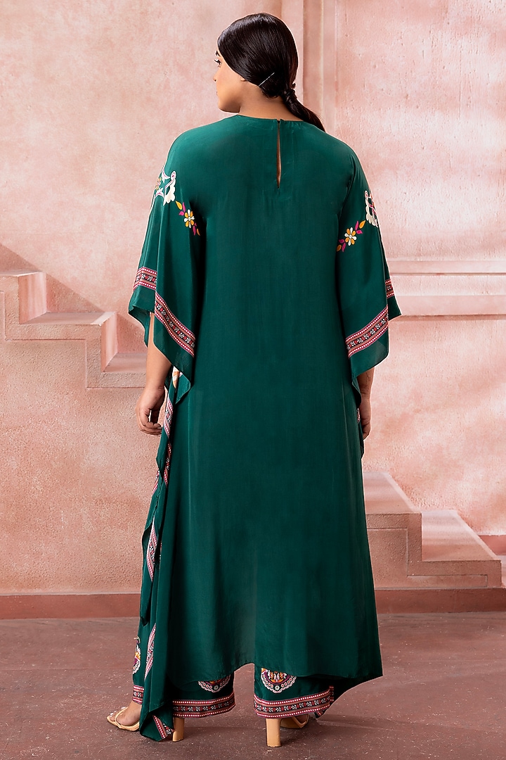 Emerald Green Satin Digital Printed Co-Ord Set by Neeta Lulla at Pernia's Pop Up Shop