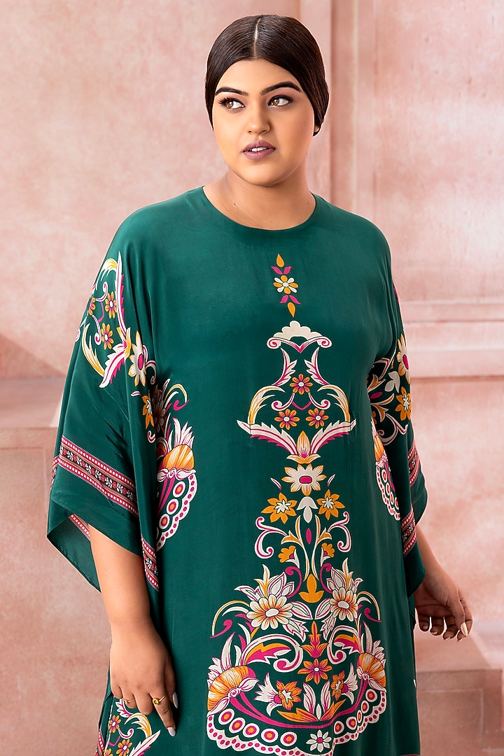 Emerald Green Satin Digital Printed Co-Ord Set by Neeta Lulla at Pernia's Pop Up Shop