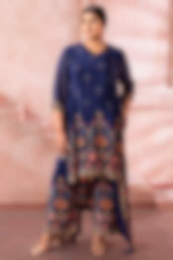 Royal Blue Satin Co-Ord Set by Neeta Lulla at Pernia's Pop Up Shop