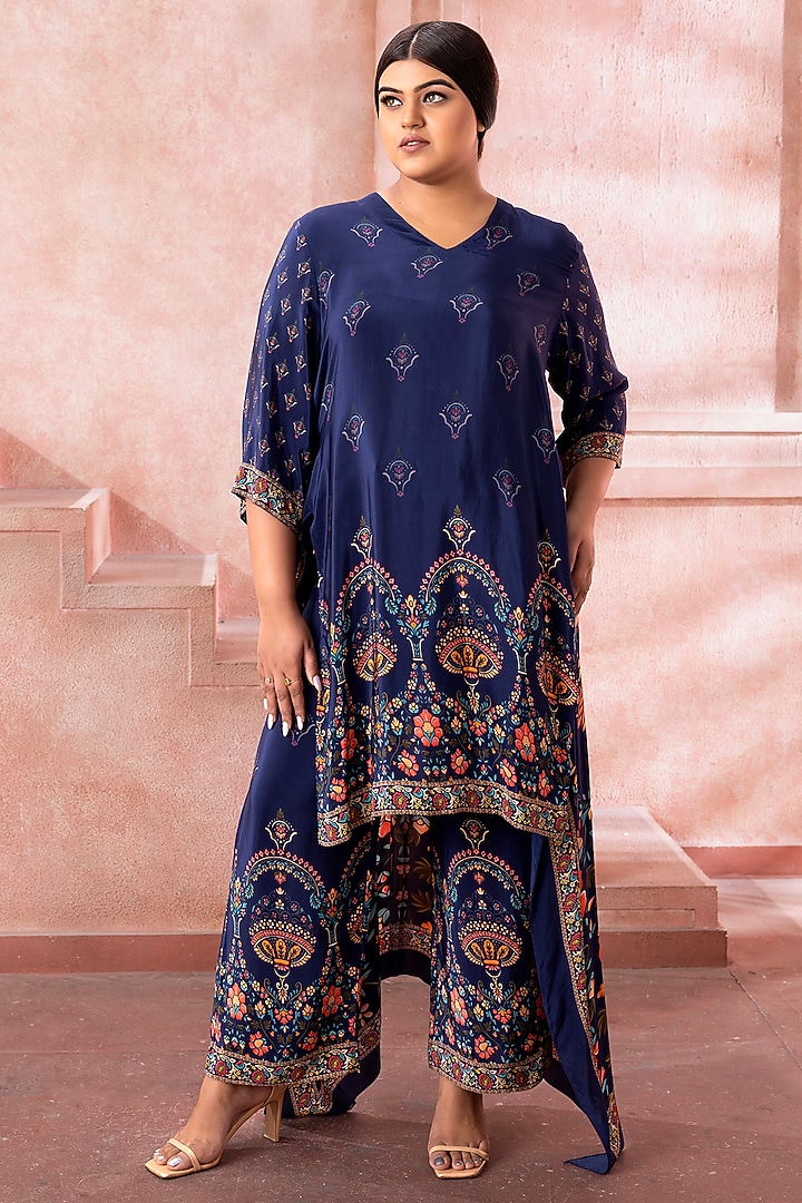 Royal Blue Satin Co-Ord Set by Neeta Lulla at Pernia's Pop Up Shop