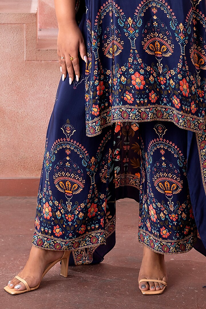 Royal Blue Satin Co-Ord Set by Neeta Lulla at Pernia's Pop Up Shop