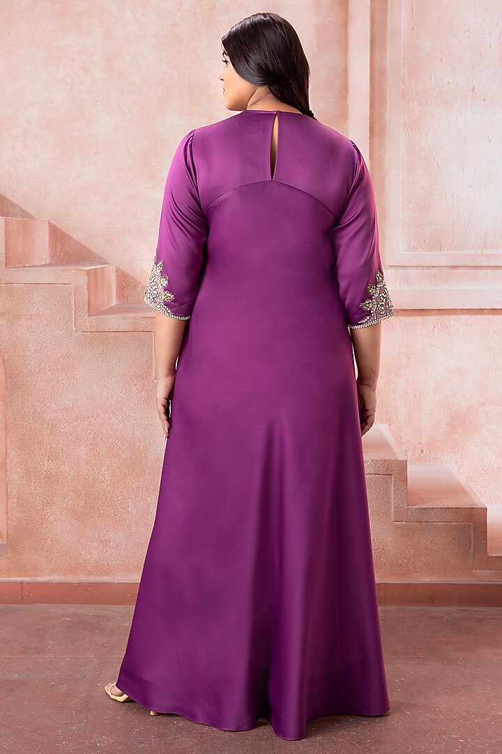 Orchid Purple Satin Sequins Embroidered Co-Ord Set by Neeta Lulla at Pernia's Pop Up Shop