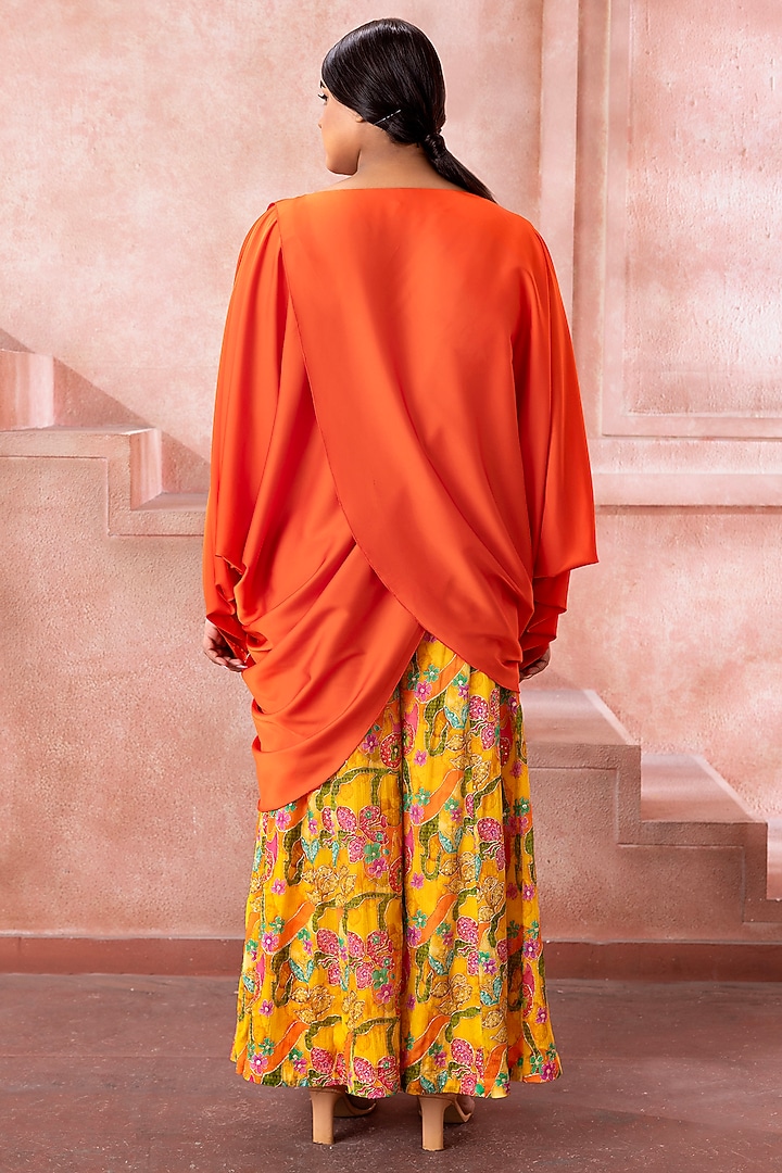Orange Satin Resham Embroidered Kaftan Set by Neeta Lulla at Pernia's Pop Up Shop