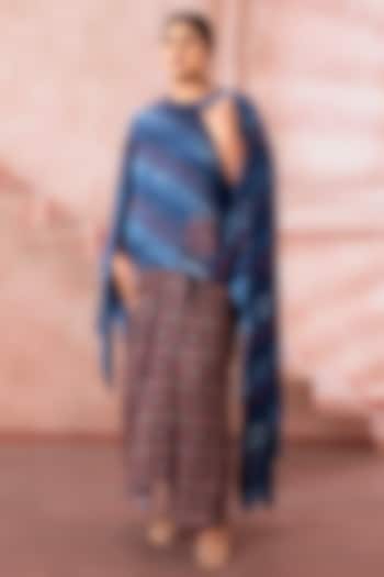 Deep Maroon Satin Printed Skirt Set by Neeta Lulla at Pernia's Pop Up Shop