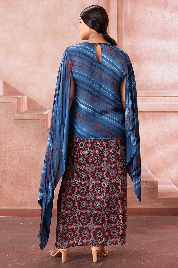 Deep Maroon Satin Printed Skirt Set by Neeta Lulla at Pernia's Pop Up Shop