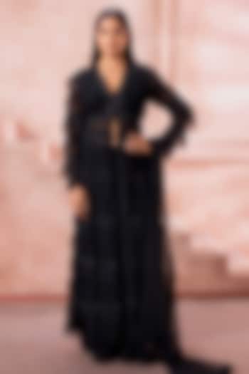 Black Tulle Wedding Sharara Set by Neeta Lulla at Pernia's Pop Up Shop