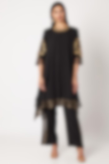 Black Embroidered Tunic With Pants by Neeta Lulla at Pernia's Pop Up Shop