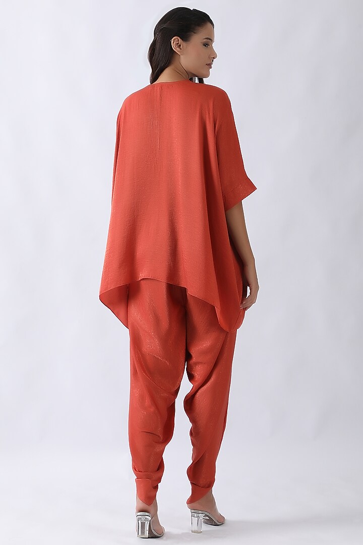 Rust Orange Sandwash Satin Dhoti Set by Nemaani at Pernia's Pop Up Shop