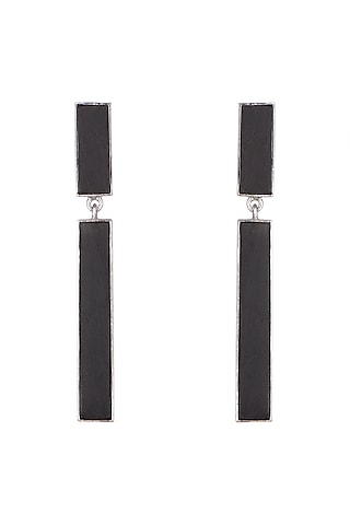 White Finish Handcrafted Wood Dangler Earrings by NETI NETI Jewellery