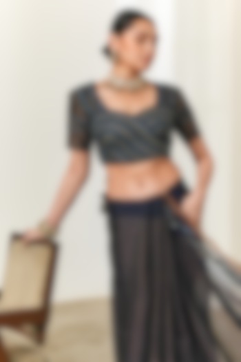 Indigo & Copper Rayon Embroidered Blouse by Neither Nor at Pernia's Pop Up Shop