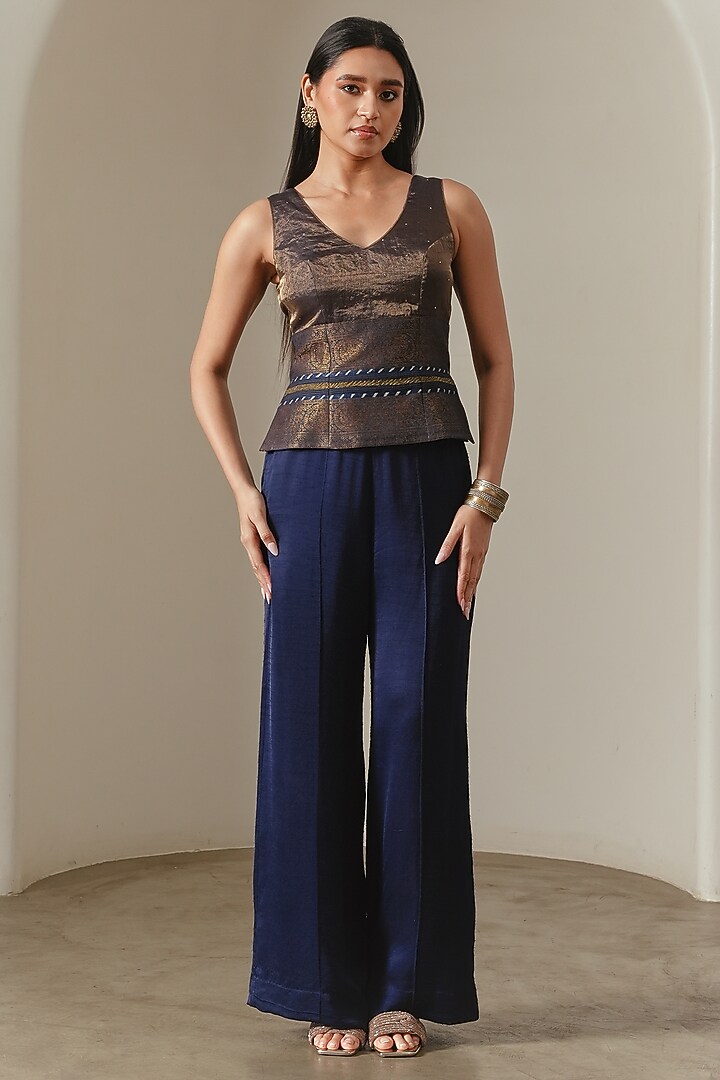 Indigo & Copper Tissue Silk Blouse Top by Neither Nor at Pernia's Pop Up Shop