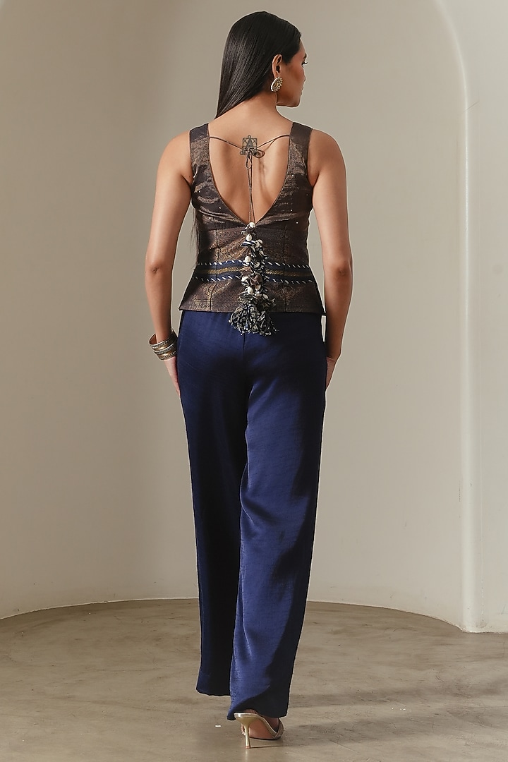 Indigo & Copper Tissue Silk Blouse Top by Neither Nor at Pernia's Pop Up Shop
