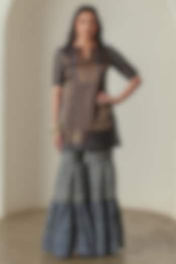 Indigo Viscose Silk Printed Sharara by Neither Nor at Pernia's Pop Up Shop