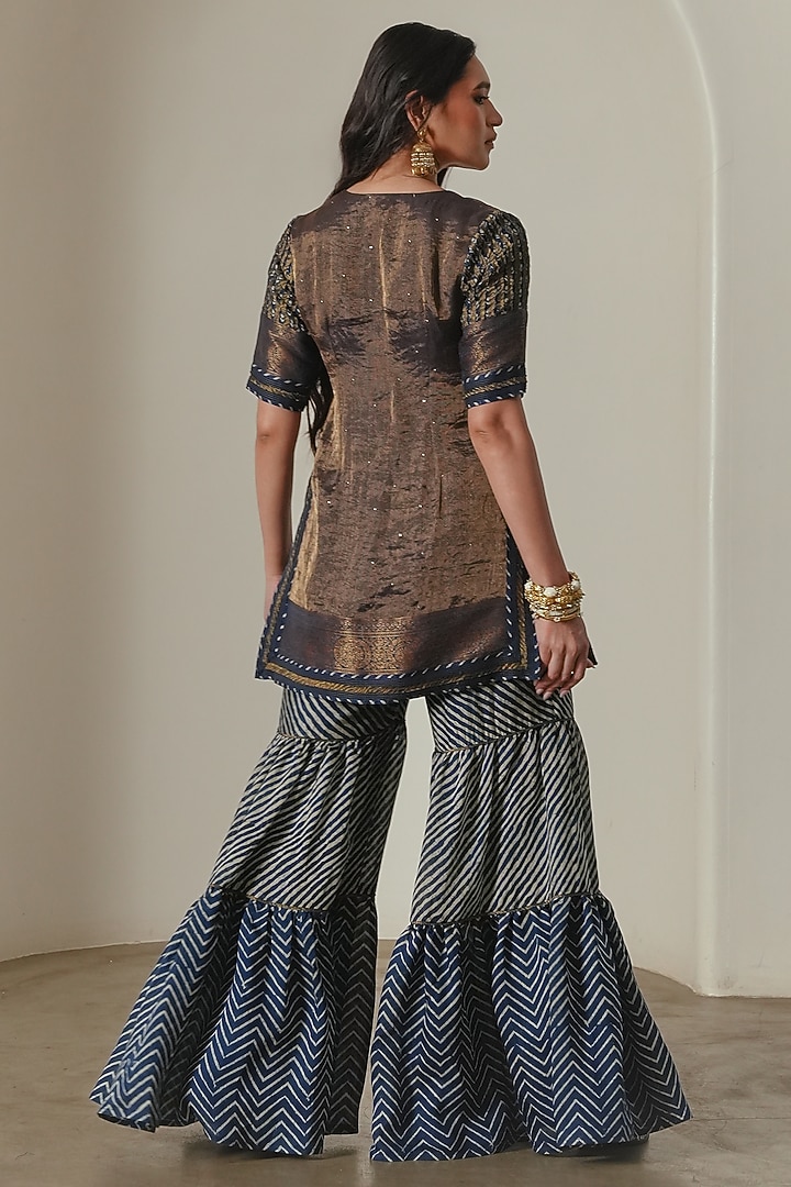 Indigo Viscose Silk Printed Sharara by Neither Nor at Pernia's Pop Up Shop