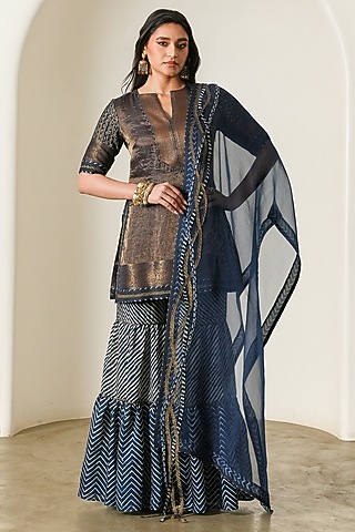 Indigo Silk Organza Dupatta by Neither Nor