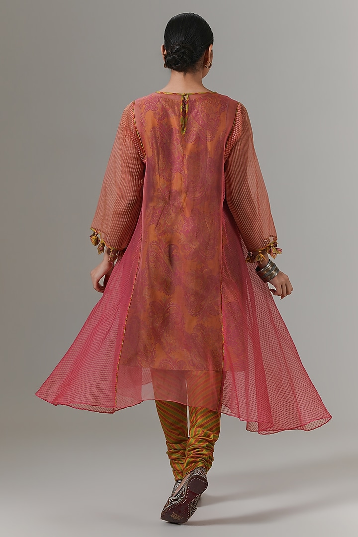 Coral Haze Organza Kalidar Kurta Set by Neither Nor at Pernia's Pop Up Shop