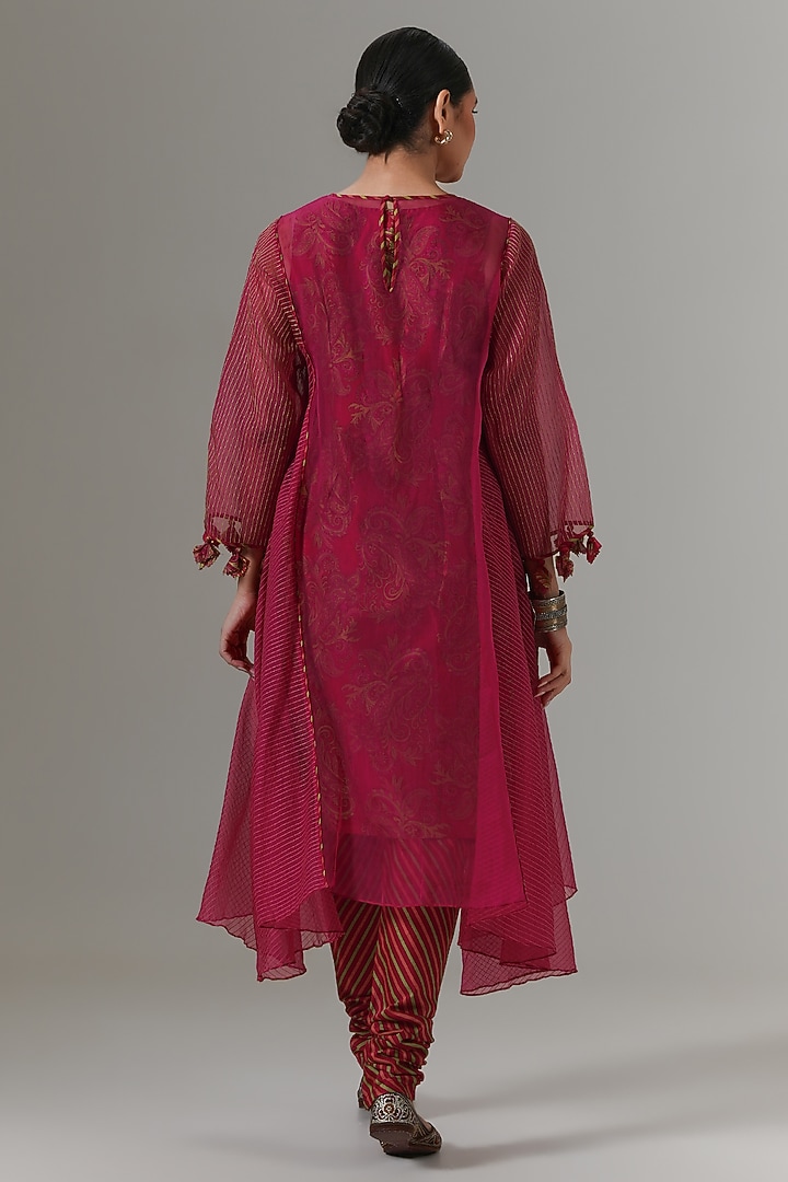 Raspberry Sorbet Organza Kalidar Kurta Set by Neither Nor at Pernia's Pop Up Shop